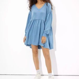 American Eagle Oversized V-neck Babydoll Sweatshirt Dress (Size L)